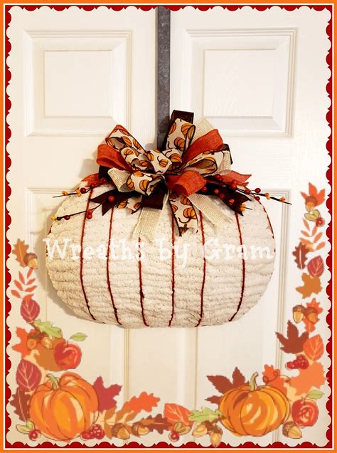 pumpkin wreaths for front door|pumpkin wreath with yarn.